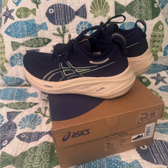 Asics Navy and Teal Athletic Shoes - Picture 9 of 10